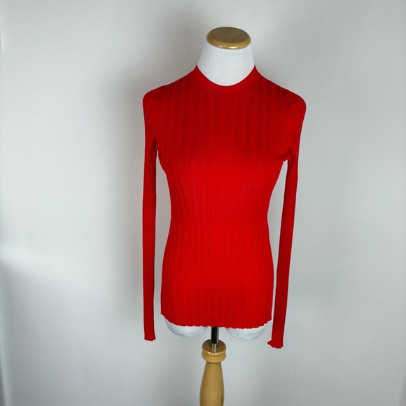Celine 100% Wool Ribbed Red Sweater Size XS - Picture 2 of 6
